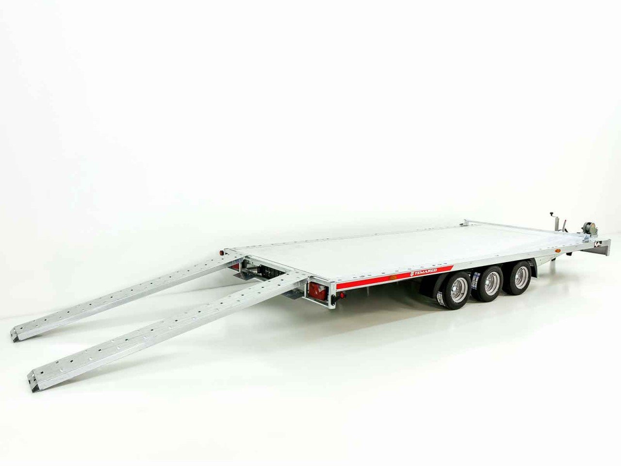 Temared Reboque porta-veículos CARLU 6021-S Piso de alumínio 215x600cm 3,5t-Novo