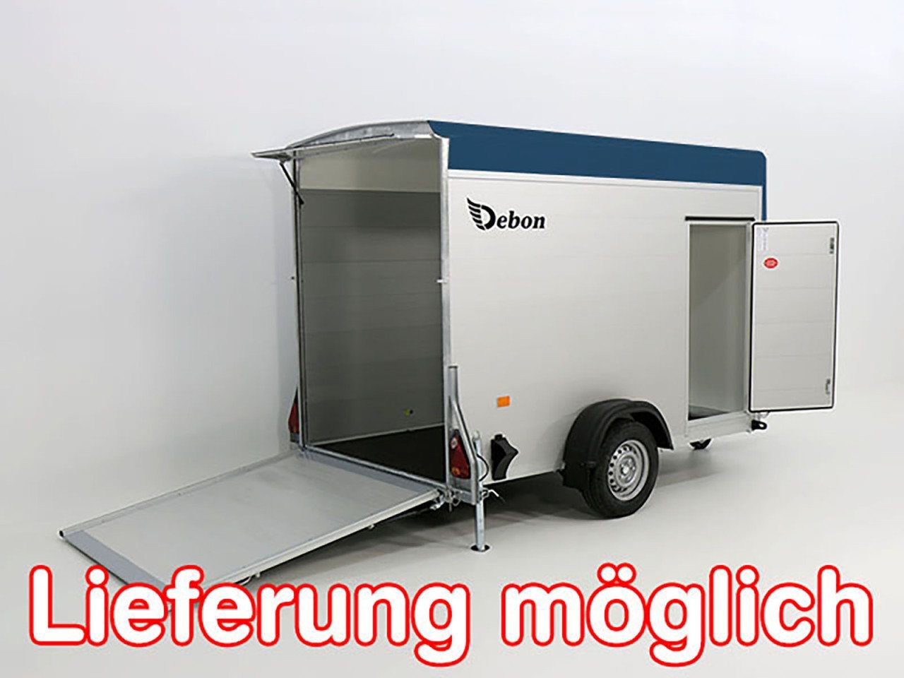 Debon Reboque fechado C300 148x295cm H:190cm 1,3t, Alu, Polybug, Porta, azul-Novo - Image 4