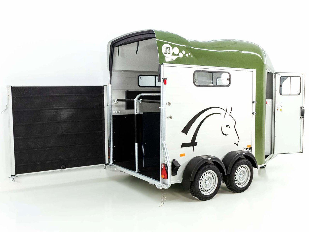 Cheval Liberté Reboque para cavalos GOLD 3, Pullman 2, Arreios, verde oliva-Novo - Image 3