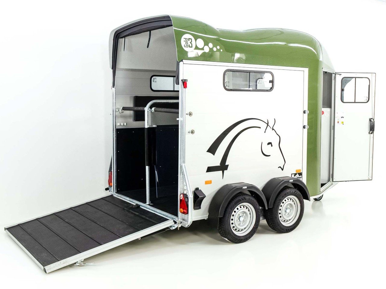Cheval Liberté Reboque para cavalos GOLD 3, Pullman 2, Arreios, verde oliva-Novo - Image 4