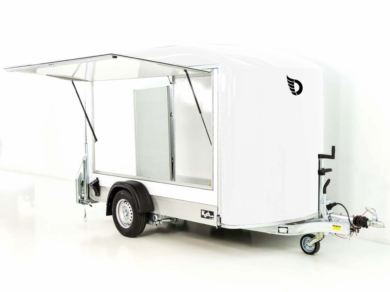 Debon Reboque fechado C300 Sandwich 148x295cm H:190cm 1,3t, Alu, Polybug, Porta, Trampilla, branco-Novo - Image 4