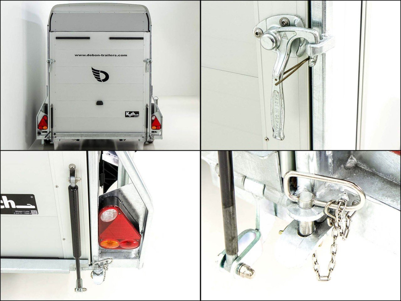 Debon Reboque fechado C300 Sandwich 148x295cm H:190cm 1,3t, Alu, Polybug, Porta, Trampilla, branco-Novo - Image 11