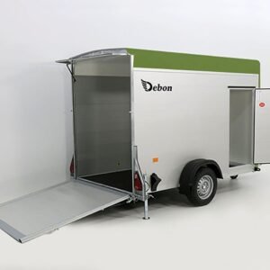 Debon Reboque fechado C300 148x295cm H:190cm 1,3t Alu, Polybug, Porta, verde oliva-Novo
