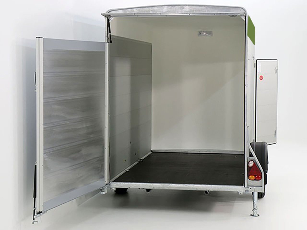 Debon Reboque fechado C300 148x295cm H:190cm 1,3t Alu, Polybug, Porta, verde oliva-Novo - Image 5