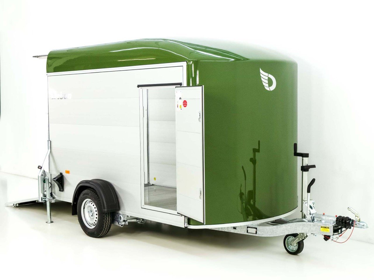 Debon Reboque fechado C400 164x315cm H:200cm 1,3t, Alu, Polybug, Porta, verde oliva-Novo - Image 4