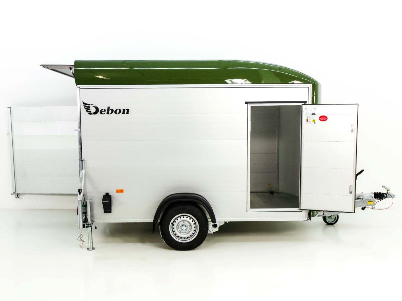 Debon Reboque fechado C400 164x315cm H:200cm 1,3t, Alu, Polybug, Porta, verde oliva-Novo - Image 7