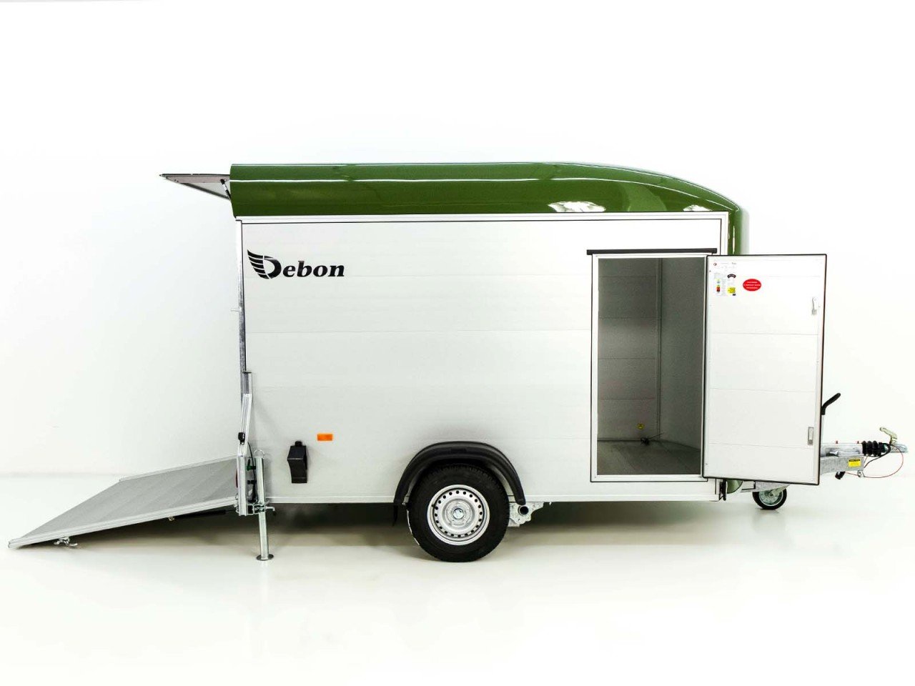 Debon Reboque fechado C400 164x315cm H:200cm 1,3t, Alu, Polybug, Porta, verde oliva-Novo - Image 8