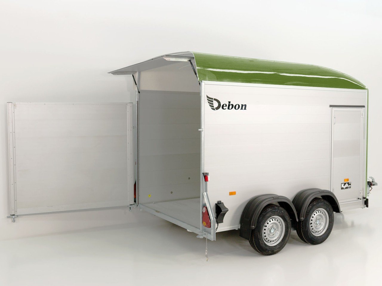 Debon Reboque fechado C500 164x300cm H:200cm 2,0t-Alu-Polybug-Porta-verde oliva-Novo - Image 2