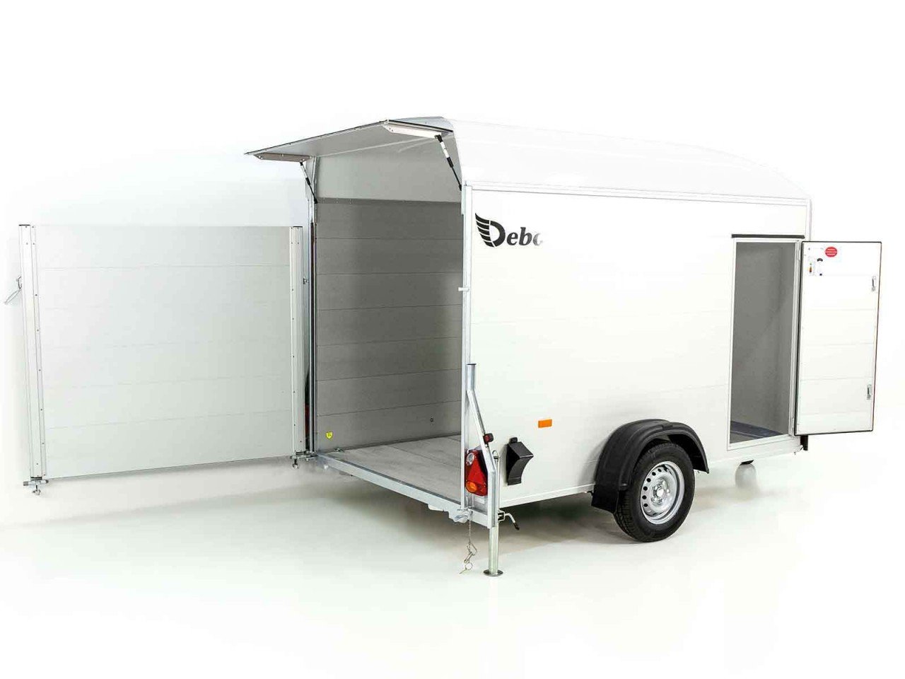 Debon Reboque fechado C400 164x315cm H:200cm 1,3t, Alu, Polybug, Porta, branco-Novo - Image 2