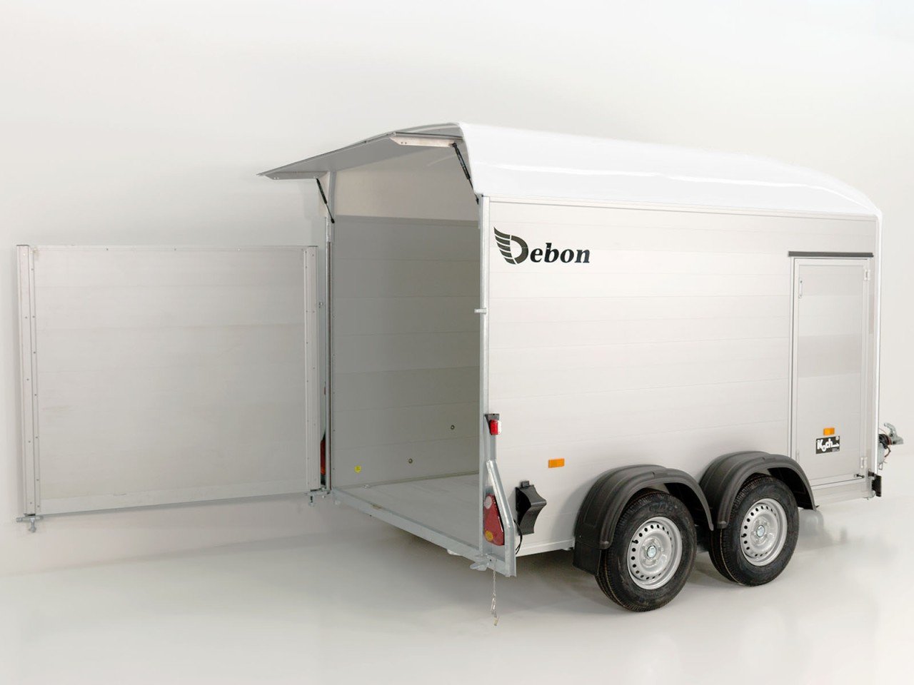 Debon Reboque fechado C500 164x300cm H:200cm 2,0t, Alu, Polybug, Porta, branco-Novo