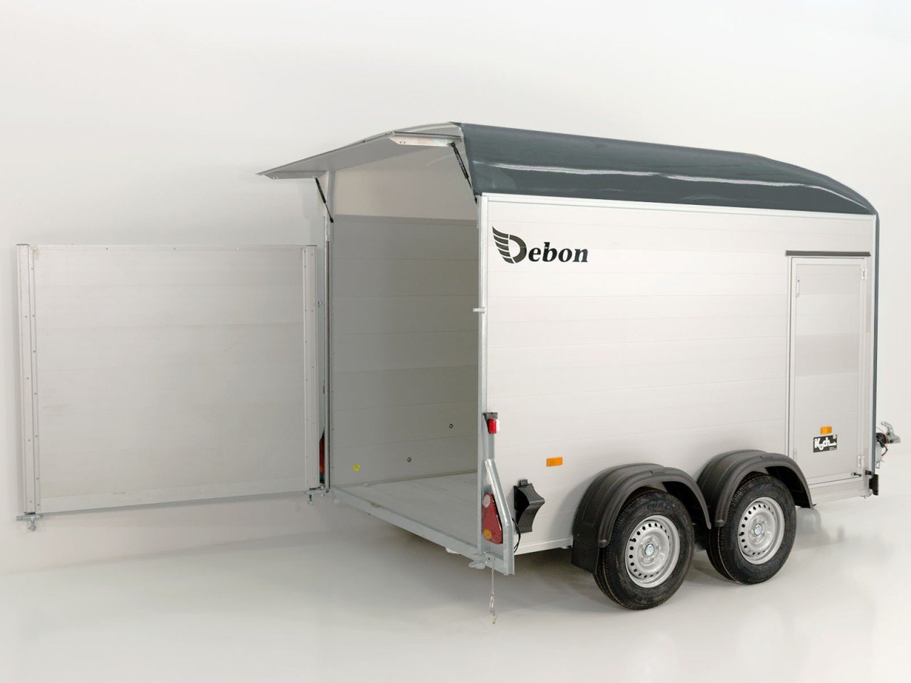 Debon Reboque fechado C500 164x300cm H:200cm 2,6t, Alu, Polybug, Porta, gris-Novo
