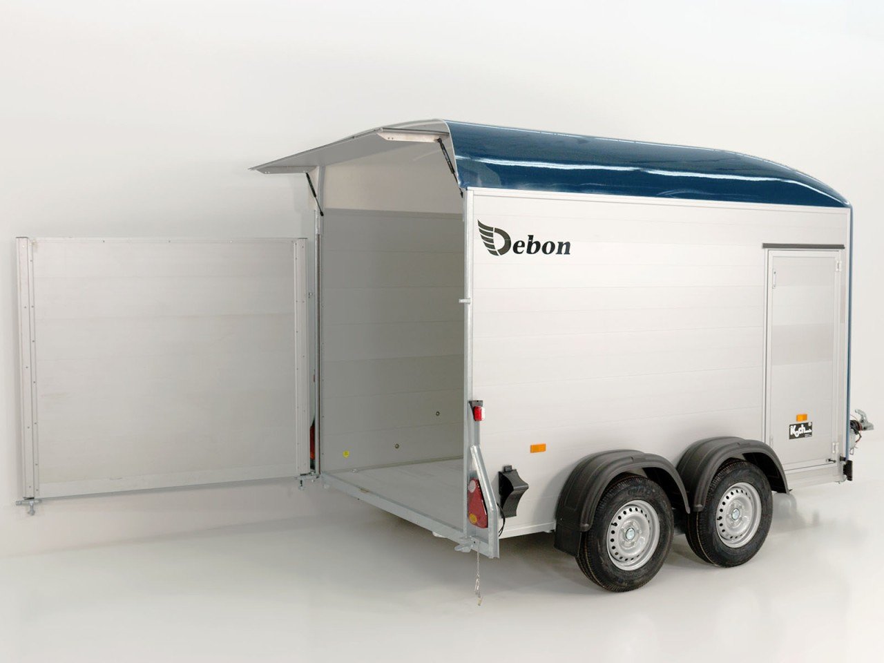 Debon Reboque fechado C500 164x300cm H:200cm 2,6t, Alu, Polybug, Porta, azul-Novo