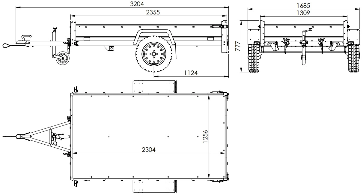 Reboque carro 230×125 Garden Trailer 230 KIPP Unitrailer 750 kg com Roda jockey, lona alta e Arcos altos-Novo - Image 2
