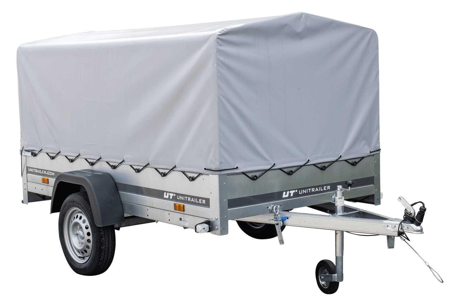 Reboque carro 230×125 Garden Trailer 230 KIPP Unitrailer 750 kg com Roda jockey, lona alta e Arcos altos-Novo - Image 6