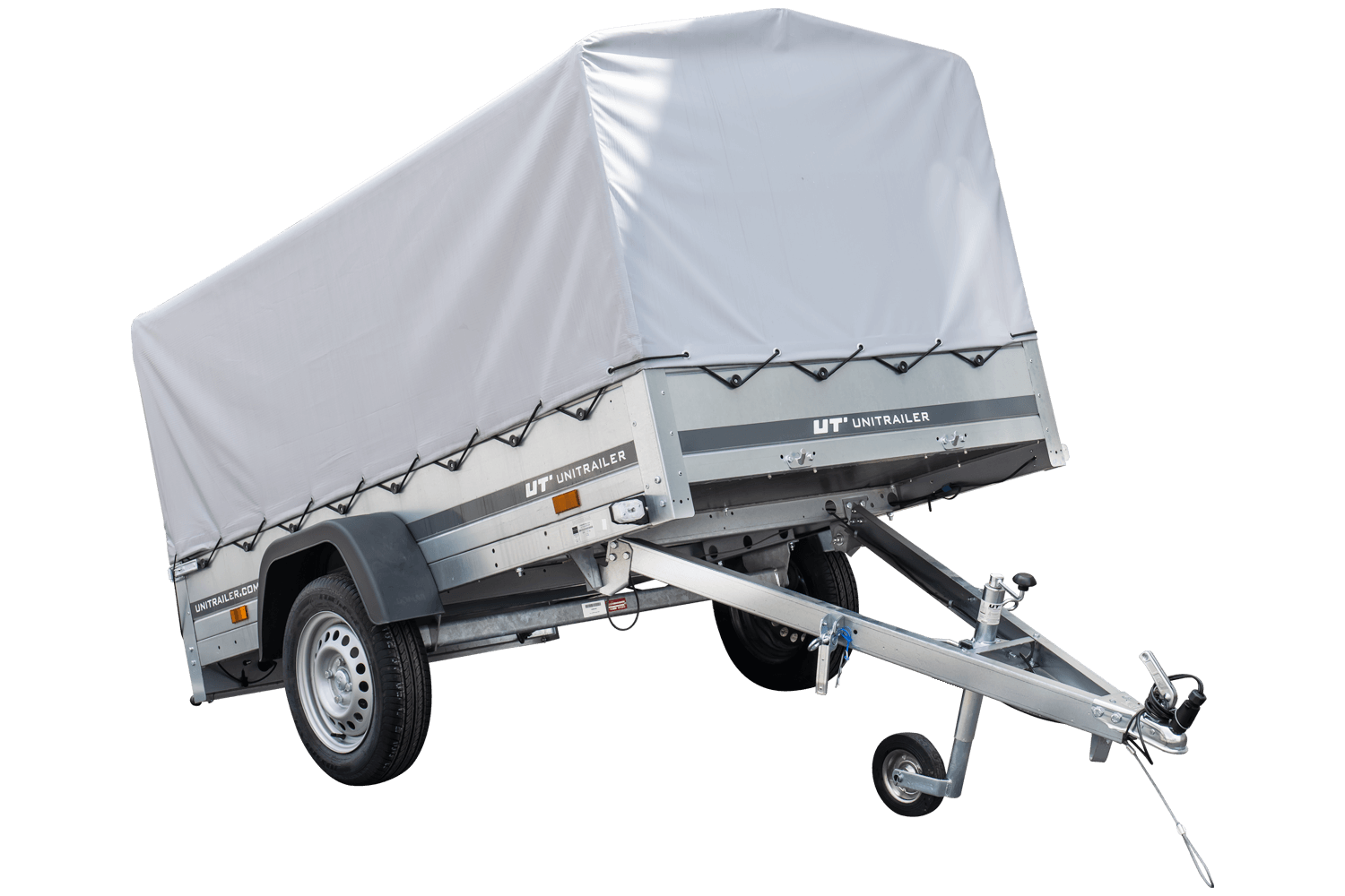 Reboque carro 230×125 Garden Trailer 230 KIPP Unitrailer 750 kg com Roda jockey, lona alta e Arcos altos-Novo